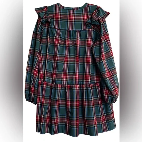 AURA Black/Red/Blue/White Plaid Tiered Ruffle Empire Waist Dress, Medium, NWT. - Picture 9 of 9